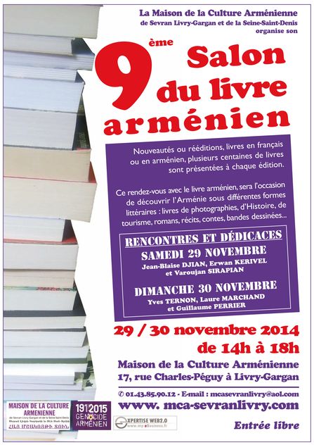 9ème Salon du livre arménien les 29 et 30 novembre 2014