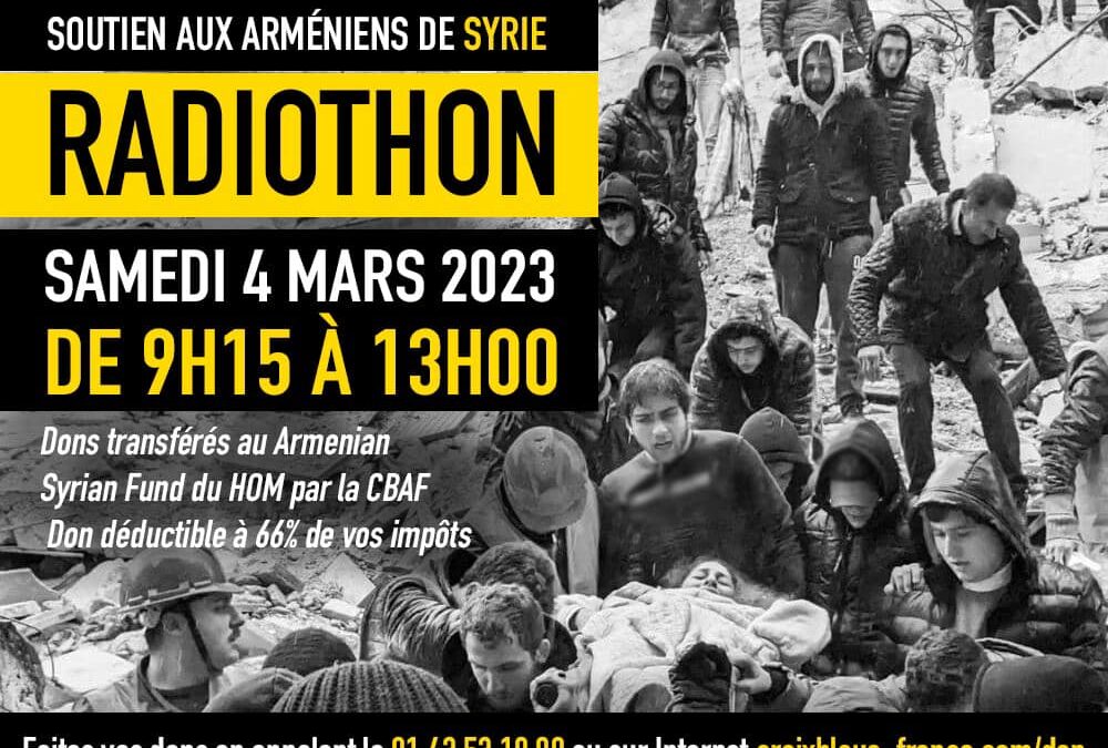 Radiothon samedi 4 mars 2023 pour la Syrie
