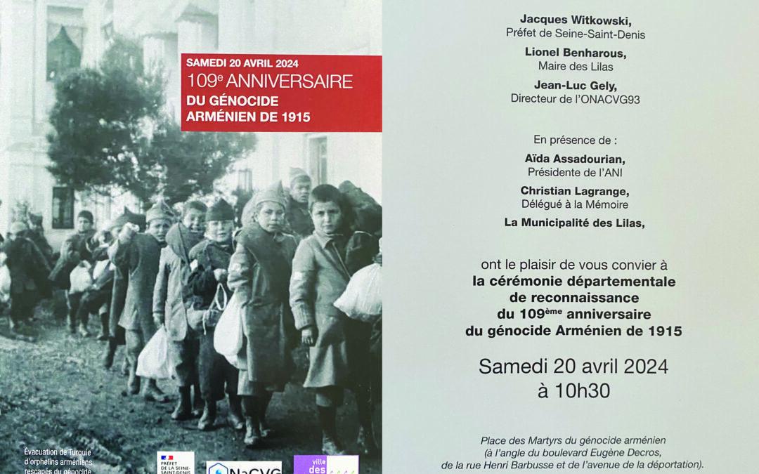 Commémorations du 109ème anniversaire du génocide des Arméniens de 1915 en Seine-Saint-Denis